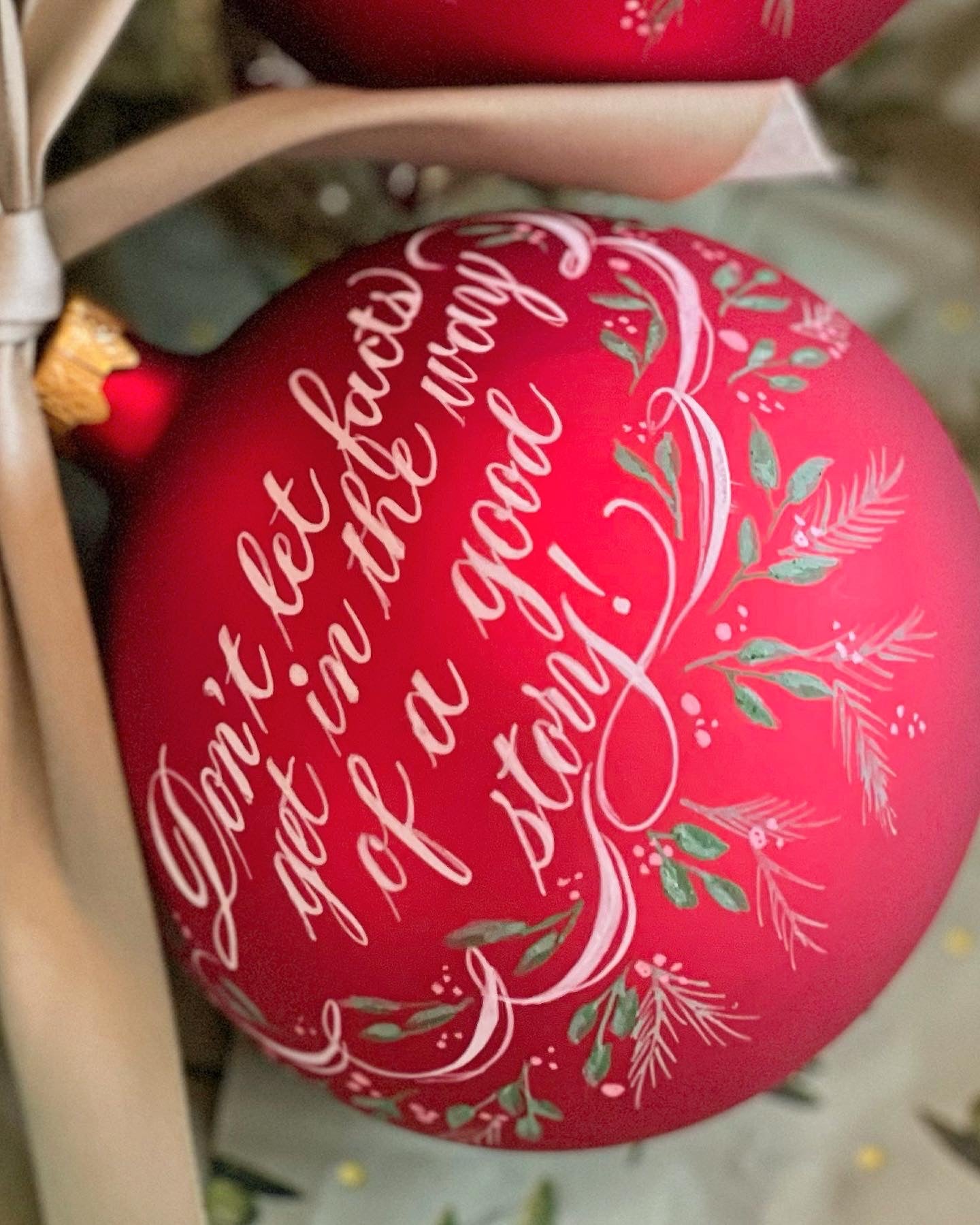 Hand painted custom calligraphy personalized ornaments