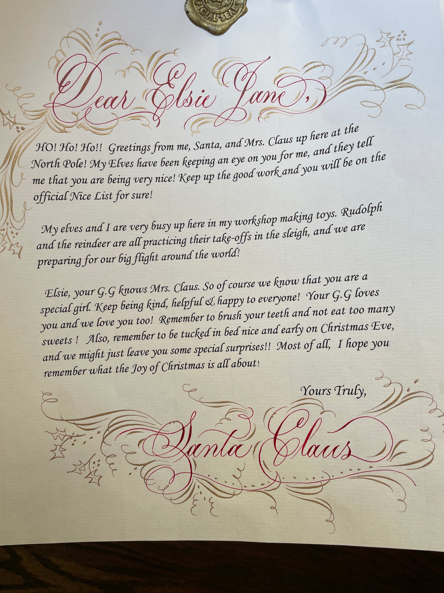 Hand Written Santa Letter